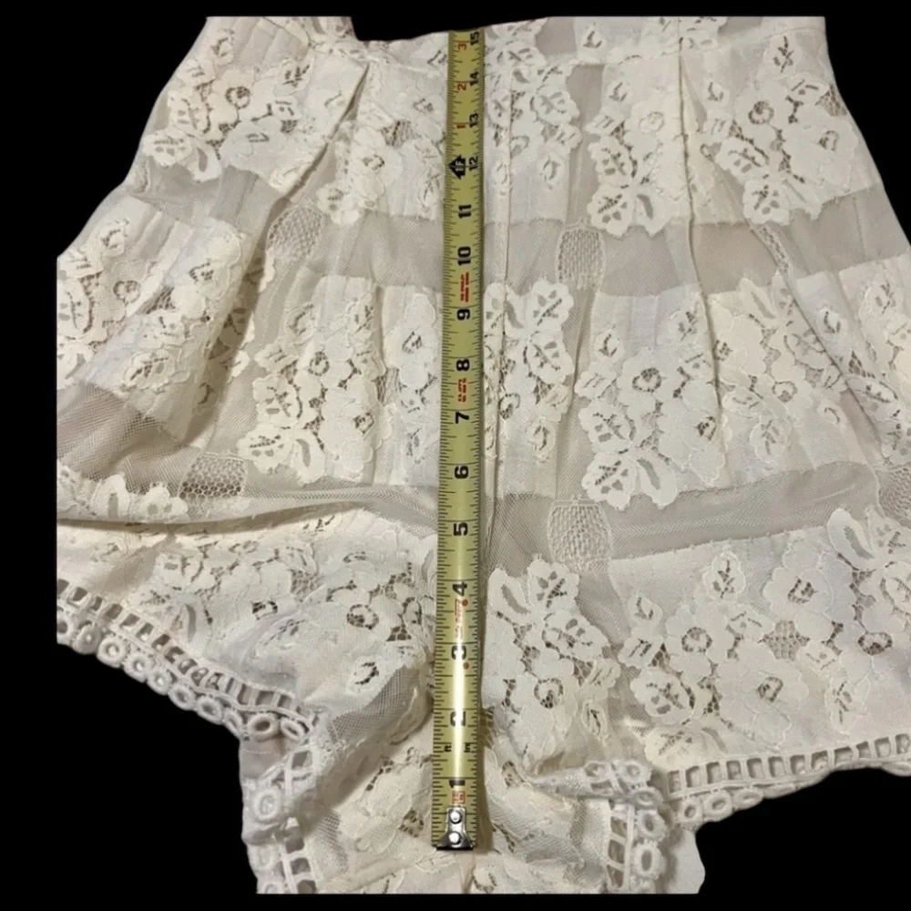 ASTR Anthropologie Woman’s Lace High Neck Mesh Cream Cutout Romper Jumpsuit Sz S